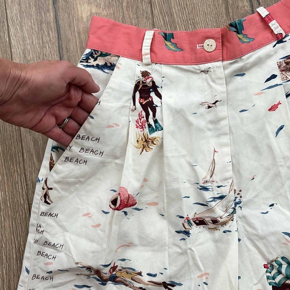 Retro Vintage Bushwacker Beach Shorts Size 4 Pleated High Waist Bermuda USA - Picture 6 of 15